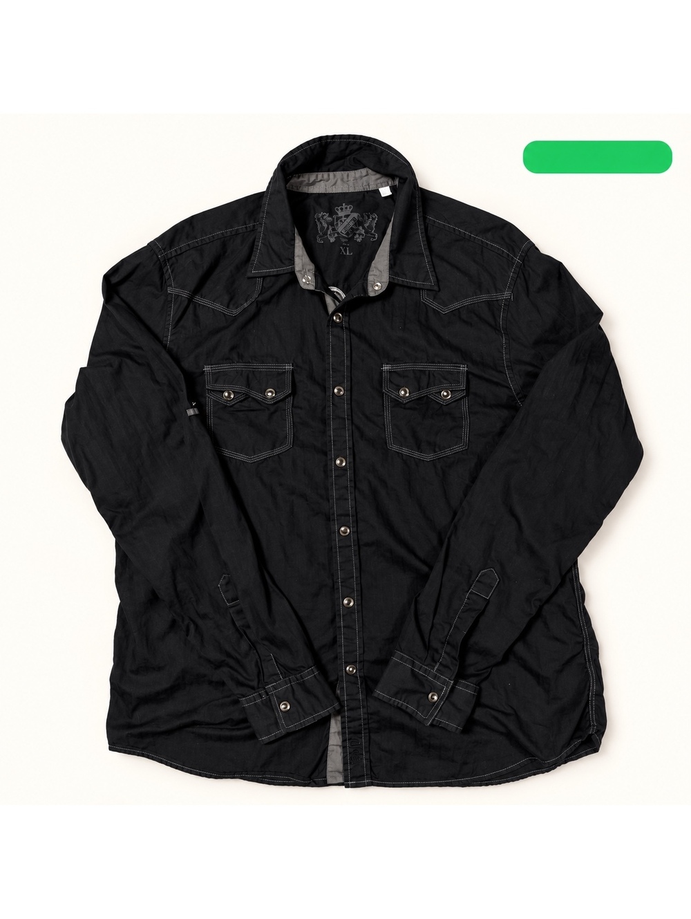 Black Western Snap Shirt Embroidered Back Graphic XL